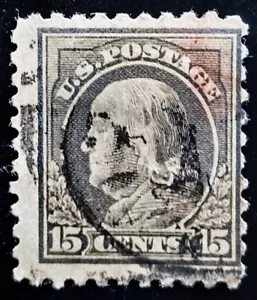 US 1916 Stamp # 475 Benjamin Franklin 15 cent XFS Used Gray - Picture 1 of 2