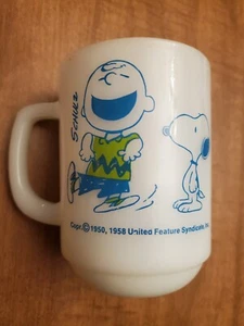 Vintage Snoopy Anchor Hocking Mug: I Feel Strangely Confident 1958 EUC Free Ship - Picture 1 of 9