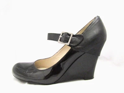 Zapatos de salón NINE WEST CUERO NEGRO/PATENTE SINTÉTICA MARY JANES TACONES DE CUÑA MULAS SS: 6,5 M Foto 1 de 4