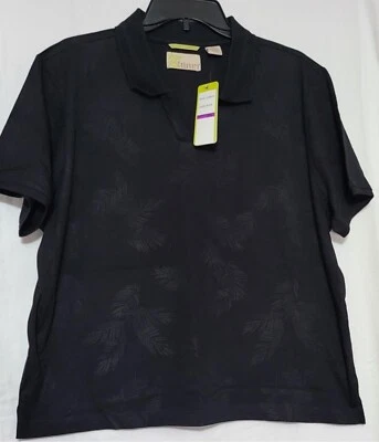 Polo Cubavera para mujer negro manga corta palma nuevo con etiquetas, talla XXL Foto 1 de 3