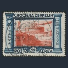 1933 Italia Regno Posta Aerea Crociera Zeppelin L. 12 azzurro arancio n 48 Usato