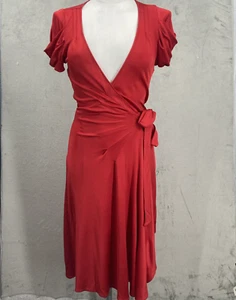 Vestido envolvente Diane Von Furstenberg rojo talla 8 romance femenino ropa de baile - Imagen 1 de 12