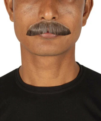 Bigote de cabello facial humano falso premium HPO para hombres adultos, M-1273 Foto 1 de 4