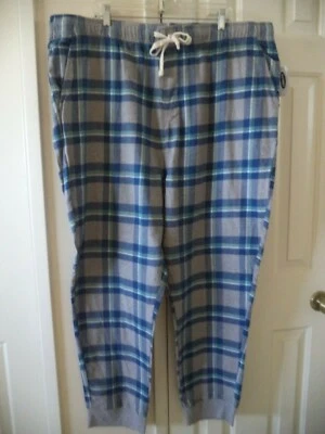 Antiguo Pantalón Bolsillo Salón Franela A Cuadros Gris Marino Azul Verde 2X 18 20 XXL Foto 1 de 4