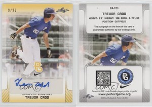 2017 Leaf Perfect Game National Showcase Yellow /25 Trevor Cadd #BA-TC3 Auto