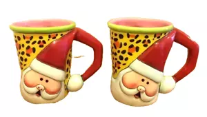 Appletree Design Babs Set 2 Santa Claus 12oz Ceramic 3D Christmas Coffee Mug Cup - Picture 1 of 8