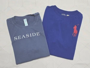Boys Tshirts L/XL Ralph Lauren Seaside Blue Graphic Pony Short Sleeve Lot of 2 - Picture 1 of 13