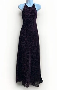 Vintage 90s Y2K Maxi Slip Dress Burnout Velvet 10 Formal Purple Whimsigoth Fairy - Picture 1 of 7