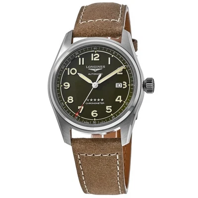 Nuevo reloj para hombre Longines Spirit automático esfera verde correa de cuero L3.811.4.03.2 Foto 1 de 4