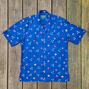 Gitman Brothers Vintage Camp Collar Bandhani Cloth Shirt Blue Size Small $205 - Picture 1 of 8