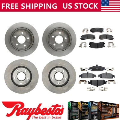 Rotores de freno delanteros traseros y pastillas de freno de cerámica para Pontiac Grand Am 1999-2005 Foto 1 de 4