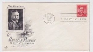 TurtlesTradingPost- Theodore Roosevelt 6c - #1039- 1955 FDC Artcraft Cachet - Picture 1 of 1