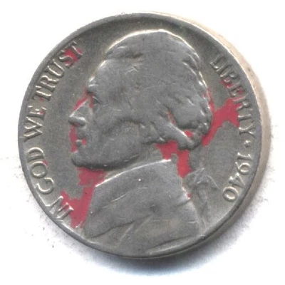 1940 P JEFFERSON NICKEL SCARCE RARE US AMERICAN OLD AUCTION  5 CENT COIN #566 - Image 1 of 2