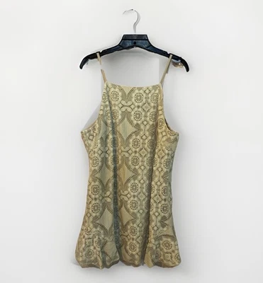 Caballete Los Angeles Mujer Grande Fluido Marfil Encaje Espagueti Correa Top Volantes Foto 1 de 4