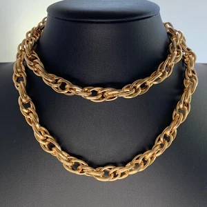 Fashion Rope Chain Necklace Textured Double Links Shiny Light Rose Gold Tone 28" - Picture 1 of 8