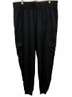 AnyBody Loungewear Women's Tall Cozy Knit Cargo Jogger Pants Black MT Size 