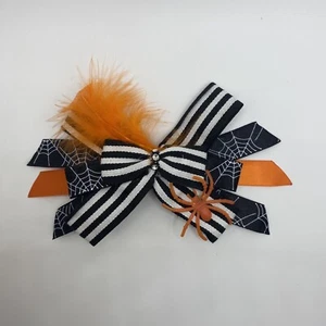 Halloween Handmade Hair Bow Spider And Web  - Picture 1 of 4