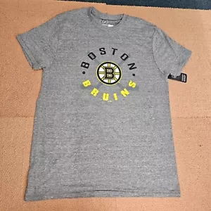 Stains* Boston Bruins NHL Short Sleeve T-Shirt Medium Gray NEW Crew Hockey S6a - Picture 1 of 12