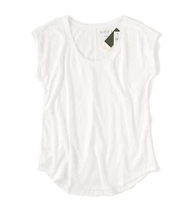 LOFT Women's Maternity L (LM) - NWT - White Short Sleeve Linen Scoop Neck Tee - Picture 1 of 3