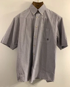 ARIAT PRO SERIES BUTTON DOWN SHIRT STRETCH PLAID BLUE MENS LARGE L - Picture 1 of 12