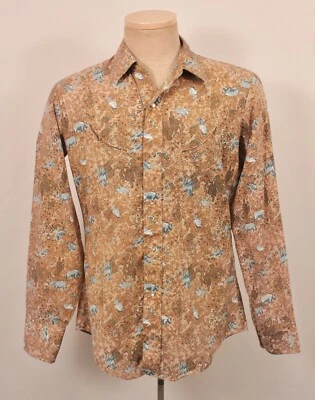 Camisa Levi's Western Para Hombre De Colección Años 80 Marrón y Azul Estampado Animal Talla M Años 80 Foto 1 de 4
