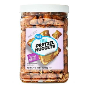 Great Value Peanut Butter Filled Pretzels 24oz – Crunchy, Resealable Snack - Picture 1 of 5