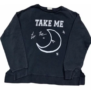 Zara Take me to the moon Sweatshirt Girls Size 10 Hipster Boho Trendy - Picture 1 of 2