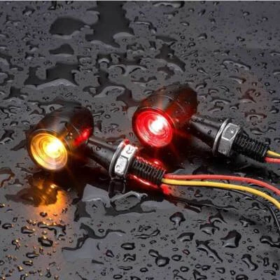 Mini motocicleta LED bala señales de giro luz intermitente indicador ámbar rojo lámpara Foto 1 de 4