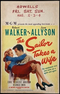 SAILOR TAKES A WIFE Orig Movie Poster Robert Walker June Allyson US NAVY WW2 - Picture 1 of 2