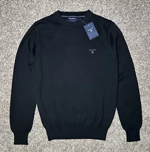 GANT Herren Pullover LEICHTE BAUMWOLLE CREW-Ausschnitt L/S einfarbig schwarz Gr. S Neu mit Etikett - Bild 1 von 19