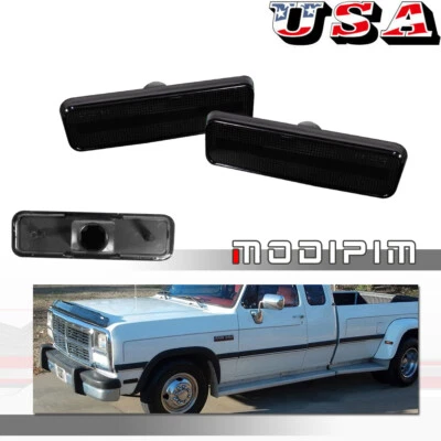 Direct Fit Dodge D100 D150 D250 Smoke Side Marker Signal Light Lamps Housing Kit - Imagem 1 de 4