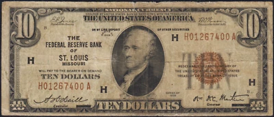 Fr.1860-G 1929 Chicago $10 Federal Reserve Bank Note Fine - Image 1 of 2