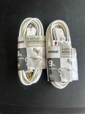 Prime 3-Outlet Household Cord 9’ 2pack - Image 1 of 2