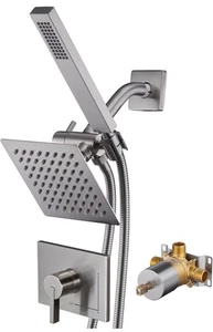 Duscharmatur Set Dual Duschköpfe mit Handbrause Kombi Ganzmetall 6" Dual - Bild 1 von 7