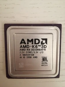 AMD K6-3D 266 MHz 3D/266AFR MHz Prozessor CPU Core 2,2V Sockel 7 K6-2 - Photo 1/2