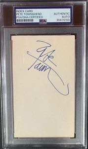 PETE TOWNSHEND SIGNED INDEX CARD PSA ENCAPSULATED THE WHO TOMMY DALTREY MOON - Picture 1 of 2