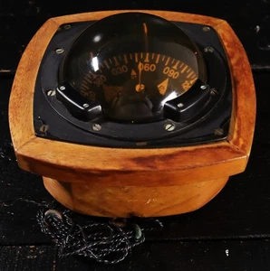 Brújula esférica magnética Cassens & Plath antigua en teca almacenamiento cardánico completo #D - Imagen 1 de 9