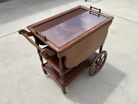 Beautiful Vintage Butler Table with Drawer and Removable Tray Cover