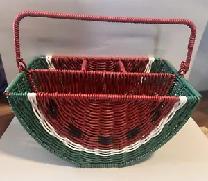 C&C California Watermelon Wicker Style Basket Utensils Caddy Picnic Summer - Picture 1 of 7