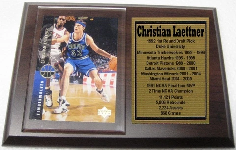 Minnesota Timberwolves Christian Laettner Basketball Card Plaque Cover
