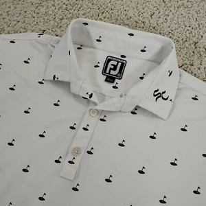 Camisa Footjoy FJ Para Hombres Mediana Blanca Polo Rendimiento Cuello de Golf Logo Geométrico * - Imagen 1 de 16