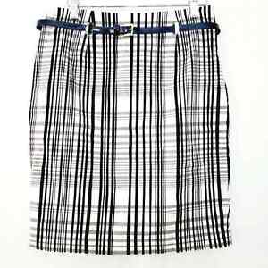 Tommy Hilfiger Belt Womens Apt.9 Tartan Plaid Black White Pencil Skirt Size 4
