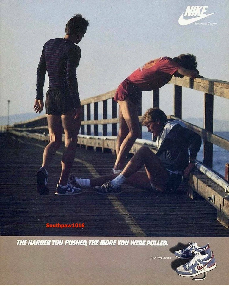 1980's Nike "Terra Trainer"  "Harder You Pushed/More You Were Pulled" Reprint Ad - Image 1 of 1
