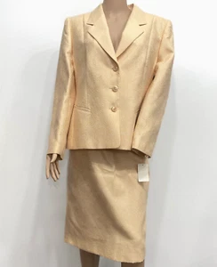 Louis Feraud Womens 2 Piece Spiral Long Sleeve Blazer Jacket Skirt Suit Size 14 - Picture 1 of 17