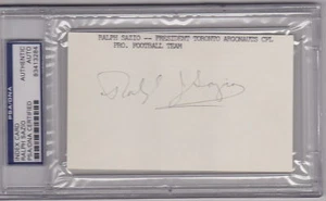Ralph Sazio CFL Football Legend signed 3x5 Index Card PSA/DNA Slabbed auto d 08 - Picture 1 of 1