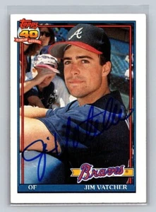 Jim Vatcher handsignierte 1991 Topps Atlanta Braves Baseball Karte #196 - Bild 1 von 2