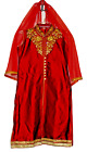 Red Hindi Top + Scarf India PROM Tunic Rhinestone Gold Embroidery Wedding Size S