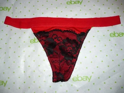 Rue 21 Women's Red W Black Front Lace Thong LARGE HOT!! New W/O Tag - Image 1 of 2