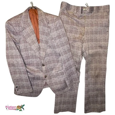 Union сделано в США винтажный мужской 1969 клетку костюм куртка и брюки - Изображение 1 из 4