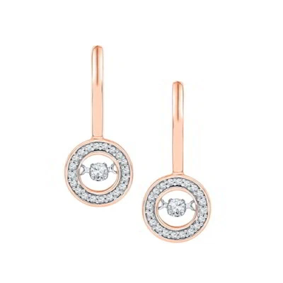 Pendientes colgantes de diamantes redondos naturales de 1/3 quilate para mujer de oro rosa macizo de 10 quilates Foto 1 de 4
